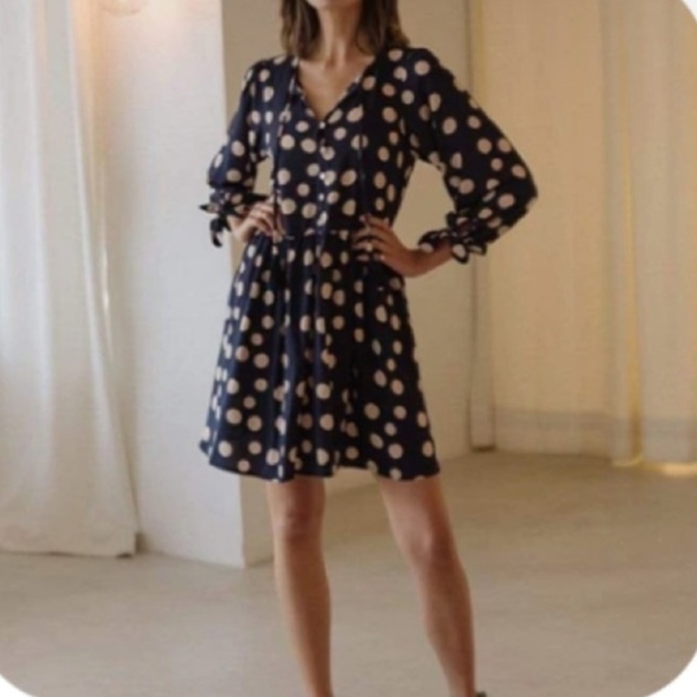 KIVARI‎ Penelope Babydoll Mini Dress Navy Polkadot Mini Size 6